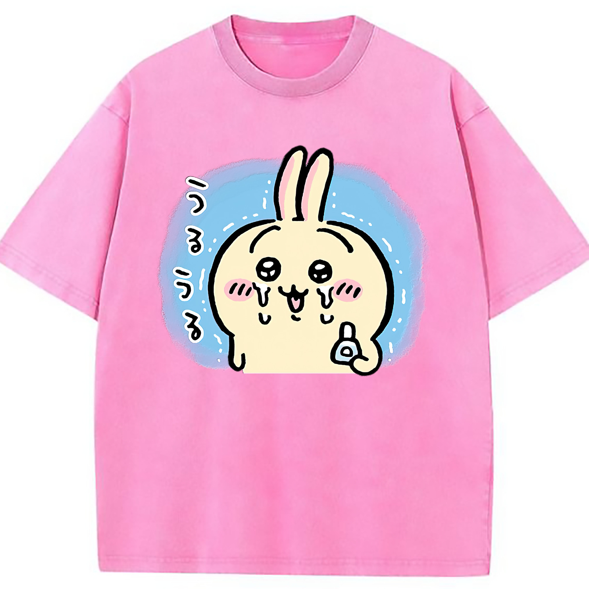 （画像用） ちいかわ うさぎ Chii-kawa usagi 綿100% ヴィンテージ風 半袖Tシャツ（フロントプリント）